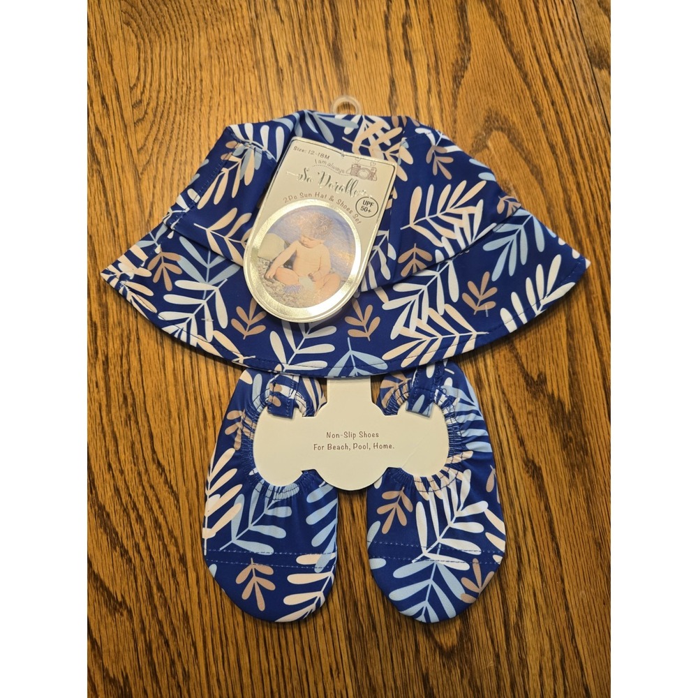 Baby Boy Blue Reef Swim Hat and Shoes Set Sun Protection UPF 50+  NWT